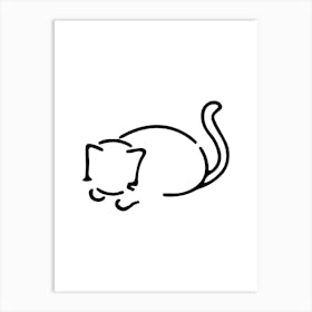 Cat Sleeping On A White Background hand drawing cute illustration Póster