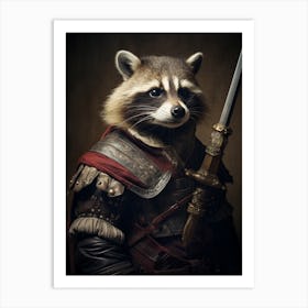 Vintage Portrait Of A Bahamian Raccoon Dressed As A Knight 2 Art Print