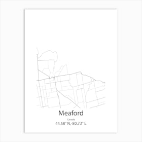 Meaford,Canada Minimalist Map Art Print