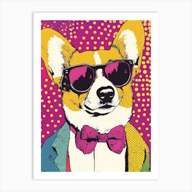 Super Cool Corgi Illustration Pop 1 Art Print