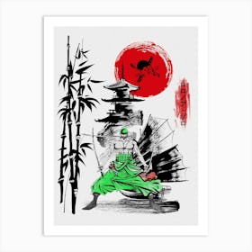 Roronoa Zoro Cherry Blossom Art Print