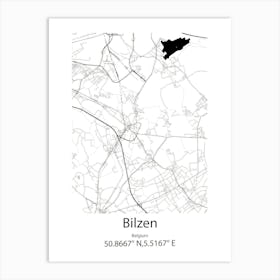 Bilzen,Belgium Minimalist Map Art Print