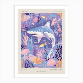 Purple Blacktip Reef Shark Illustration 4 Poster Art Print