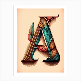 A, Letter, Alphabet Retro Drawing 2 Art Print