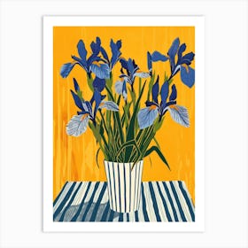 Iris Flowers On A Table   Contemporary Illustration 1 Art Print