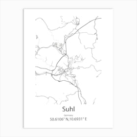 Suhl,Germany Minimalist Map Art Print