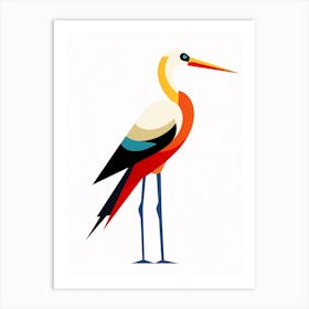 Colourful Geometric Bird Stork 2 Art Print