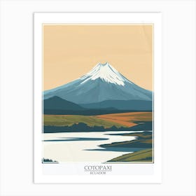 Cotopaxi Ecuador Color Line Drawing 6 Poster Art Print