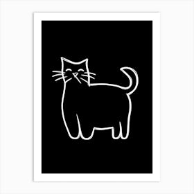 Monochrome Sketch Cat Line Drawing 3 Art Print
