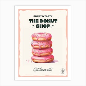 Stack Of Strawberry Donuts The Donut Shop 3 Art Print