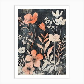 Flowers On A Black Background 5 Art Print