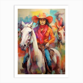 Cowgirl With Horse Illustration 1 Art Print