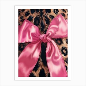 Leopard And Pink Bows 2 Pattern Art Print