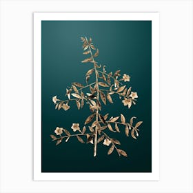 Gold Botanical Goji Berry Branch on Dark Teal n.4206 Art Print