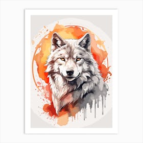 Wolf Flame Sunset Love Art print Art Print