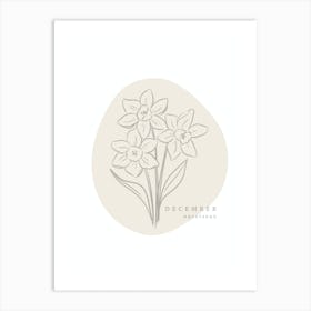 December Narcissus Birth Flower | Neutral Florals Art Print