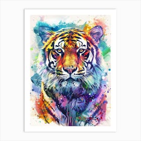 Bengal Tiger Colourful Watercolour 3 Art Print