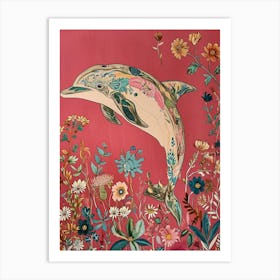 Floral Animal Painting Dolphin 2 Art Print