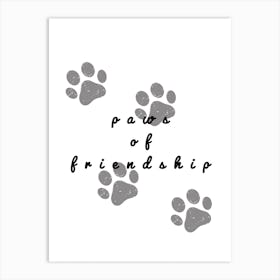 Paws Of Friendship Typography Word Art Print