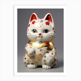 Maneki Neko Lucky Cat Japanese 3 Art Print