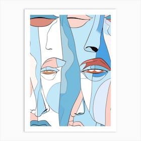 Abstract Face Line Drawing 2 Art Print