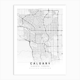 Calgary Alberta Canada White Map Art Print