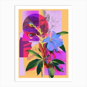 Evening Primrose 3 Neon Flower Collage Art Print