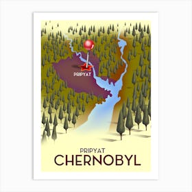 Pryatt Chernobyl Travel map Art Print