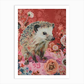 Floral Animal Painting Hedgehog 6 Art Print