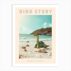 Pastel Toy Dinosaur Relaxing On The Beach Poster Art Print