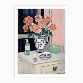 Bathroom Vanity Painting With A Anemone Bouquet 3 Art Print