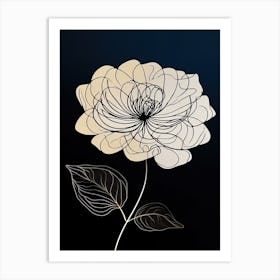 Dahlia Line Art Flowers Illustration Neutral 4 Art Print