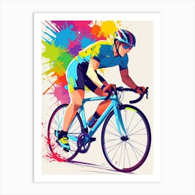 Colorful Cyclist Vector Illustration Art Print