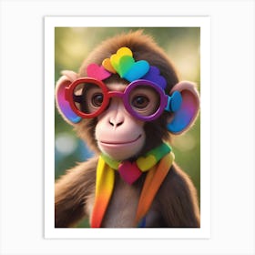 Monkey With Glasses Art Print