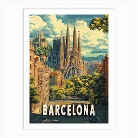 Barcelona, Spain Travel Poster Art Print