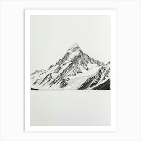 Mount Cook Usa Line Drawing 1 Art Print