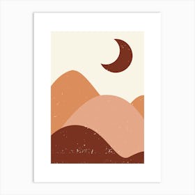 Moon And Mountains Wall prints Art Print