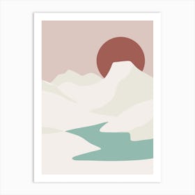 Minimal Volcanic Lake Art Print