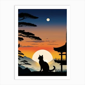 Japan Cat Art 9 Art Print