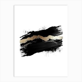 Black And Gold Brush Strokes 1 Art Print