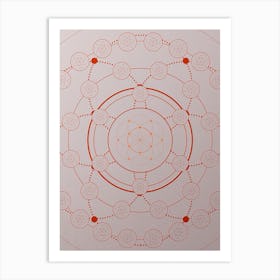 Geometric Abstract Glyph Circle Array in Tomato Red n.0288 Art Print