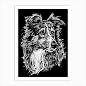 Shetland Sheepdog Dog Line Sketch 3 Art Print