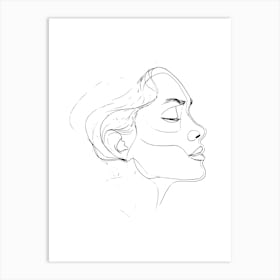 Portrait Of A Woman Minimalist Line Art Monoline Illustration 3 Art Print