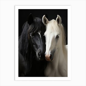 Bw Horses 2 Art Print