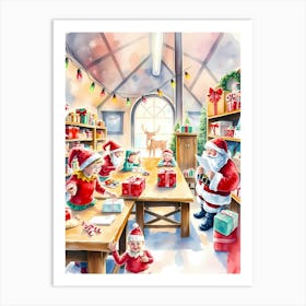 Christmas In The Library Art Print