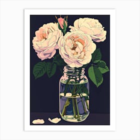 English Roses Painting Rose In A Mason Jar 2 Art Print