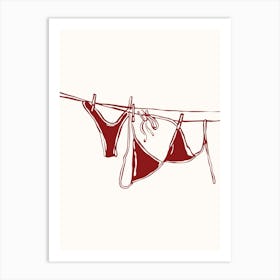 Red Bikini On A Clothesline Poster Art Print