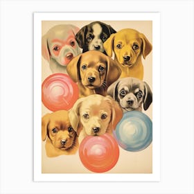 Collection Of Vintage Puppies Kitsch Art Print