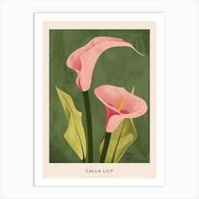 Pink & Green Calla Lily 1 Flower Poster Art Print