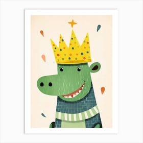Little Alligator 2 Wearing A Crown Art Print